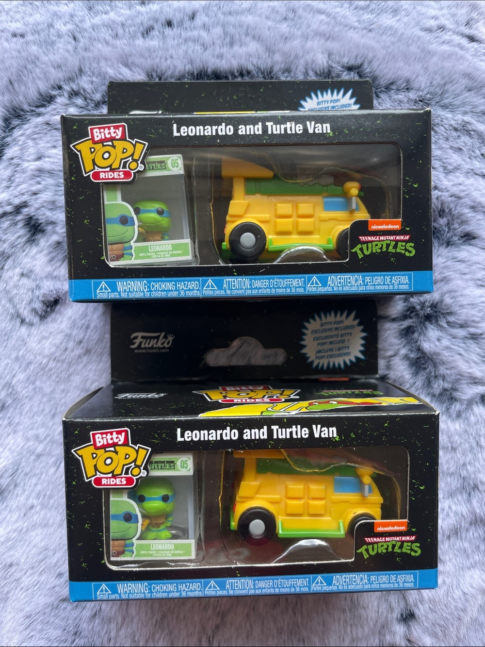 2pc LOT •BITTY POP• TMNT Leonardo and Turtle Van Vinyl Figure (blue) >> NWT NIB